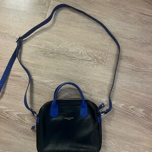 Longchamp Black Crossbody Bag with Blue Accents